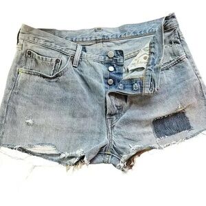 Distressed Gray Denim Shorts
